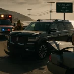 Serious car accident scene on Pacific Coast Highway in Malibu