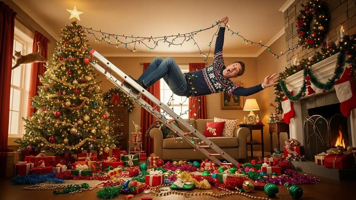 Celebrity Christmas injury risk: breakable ornament hazard