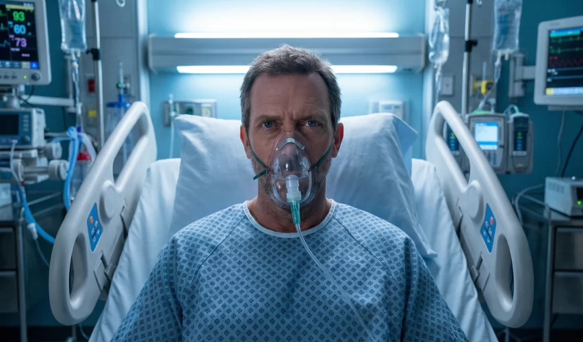 Perez Hilton hospitalized in Las Vegas wearing oxygen mask in hospital bed