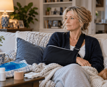 Older television host recovering after a shoulder dislocation