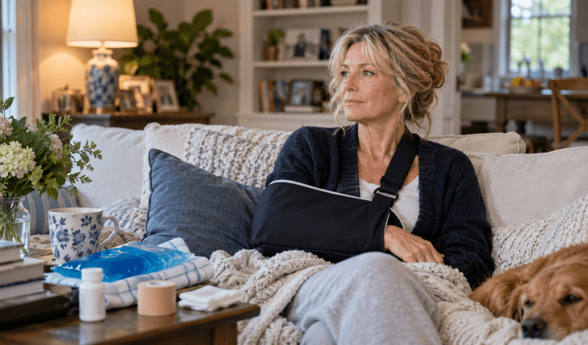 Older television host recovering after a shoulder dislocation